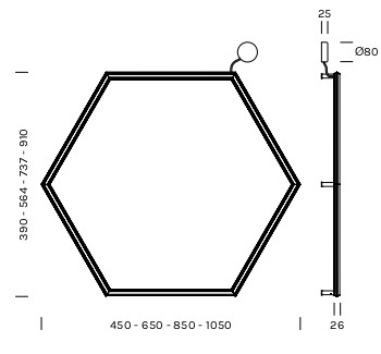 POLY ESAGONO PL OLEV lampada da parete / soffitto